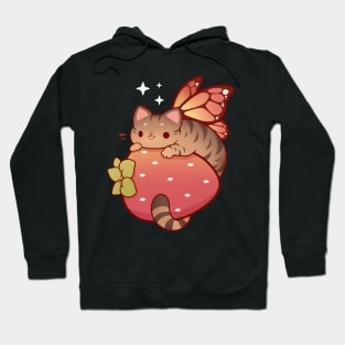 Tabby fairy cat with strawberry Hoodie